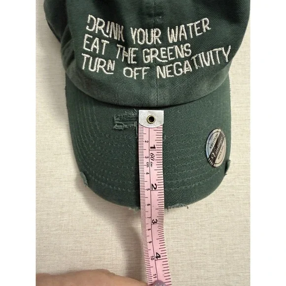 KBETHOS Vintage Distressed Dad Hat Green Graphic Quote Strapback Cap Grunge New - Picture 4 of 10
